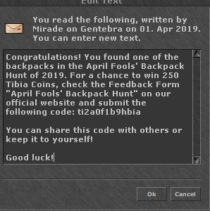 Aprils Fool 2019 event letter with code